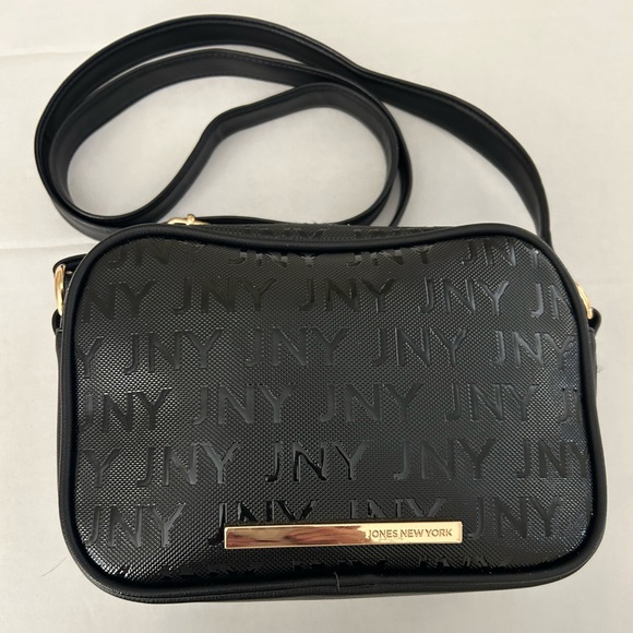 Jones New York Handbags - Jones New York Black Crossbody Bag with Gold Accents.